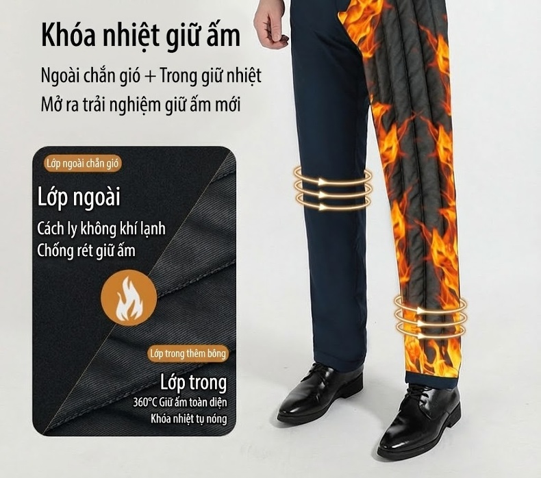 Quần Tây Nam Trung Niên Lót Lông Dáng Ôm Vừa Mùa Đông Màu Đen, Xanh Navy chi tiết 15