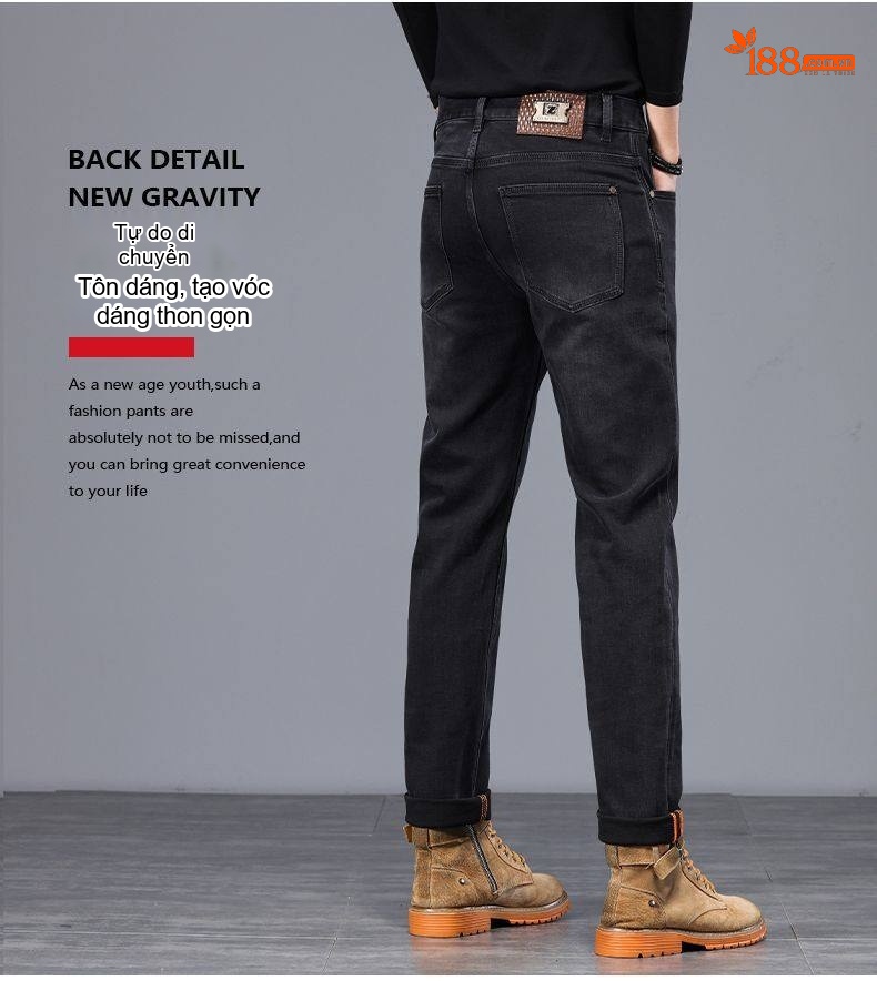Quần Jeans Nam Ống Đứng Cao Cấp Dáng Ôm Vừa Vặn Màu Xanh Denim chi tiết 32