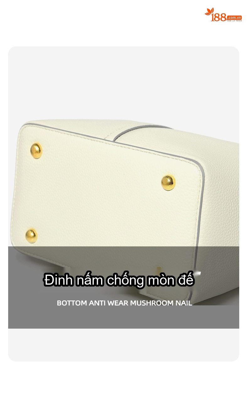 Túi Đeo Vai/Đeo Chéo Nữ Da Bóng Kiểu Túi Bucket Màu Trắng, Đen, Nâu chi tiết 11
