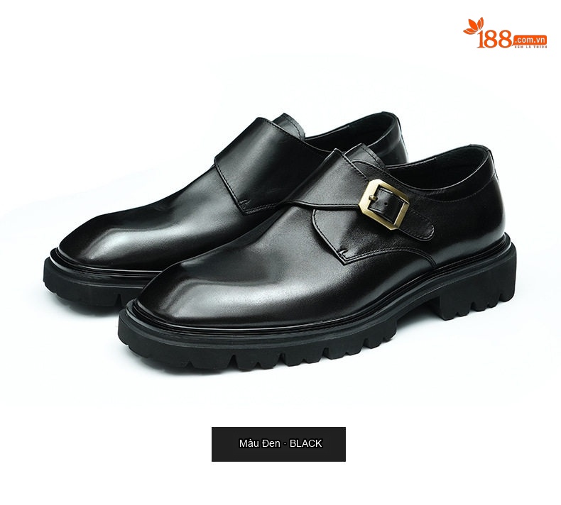 Giày Monkstrap Khóa Cài Nam Da Thật Chiều Cao Đế Khoảng 4cm Màu Đen, Nâu chi tiết 13