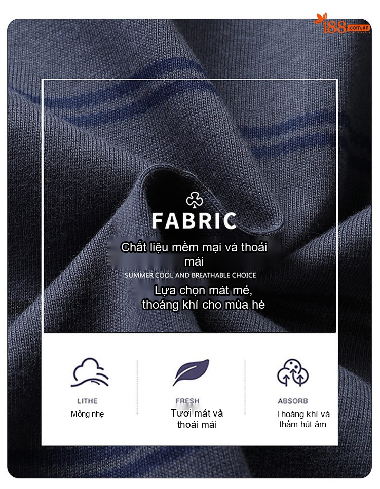 Áo Polo Sọc Tay Ngắn Nam Cỡ Lớn Thoáng Mát Màu Xanh Navy, Xanh Rêu, Nâu chi tiết 3