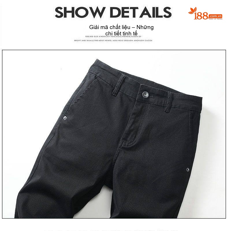 Quần Dài Nam Ống Đứng Cotton Dáng Rộng Khaki, Đen chi tiết 14