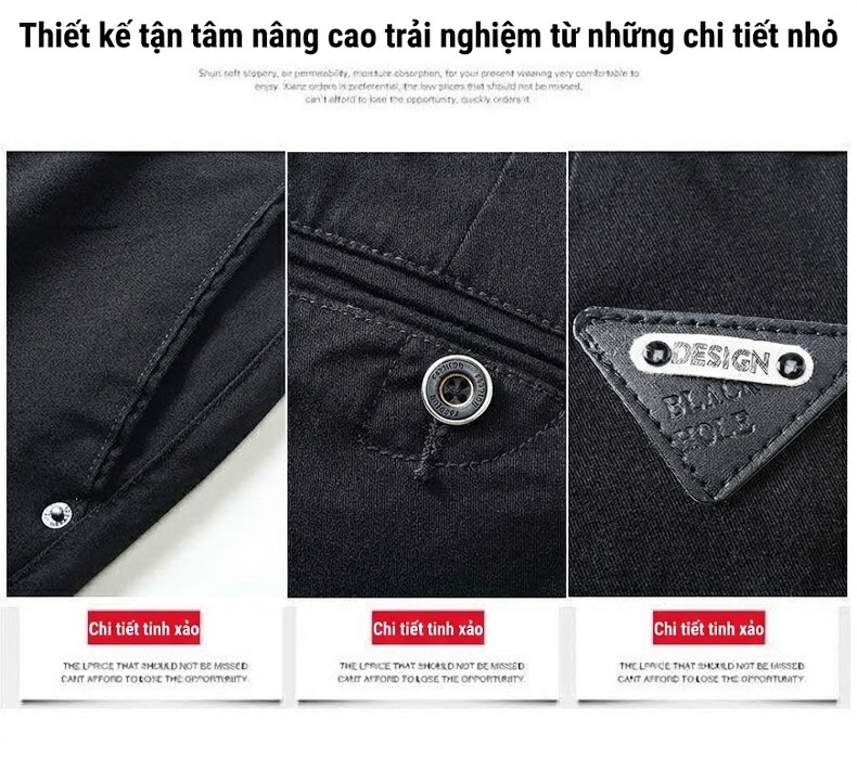 Quần Dài Nam Ống Đứng Cotton Dáng Rộng Khaki, Đen chi tiết 15
