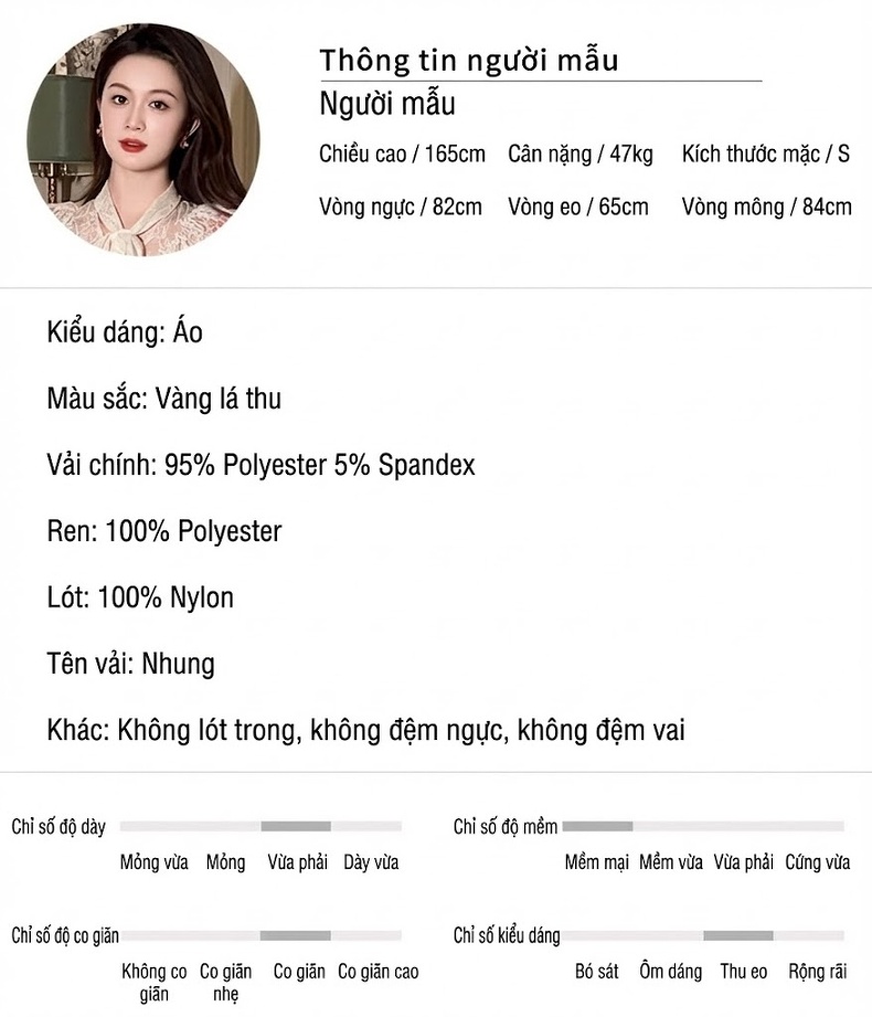Áo Kiểu Nữ Nhung Tăm Tay Dài Cổ Ren Thắt Nơ Kiểu Pháp Trẻ Trung Màu Đỏ chi tiết 2