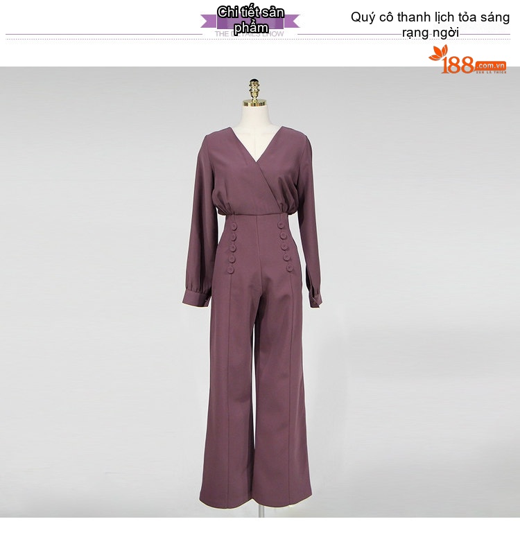 Jumpsuit Nữ Cổ chữ V Trưởng Thành Công Sở Ôm Eo Tôn Dáng Màu Tím chi tiết 20