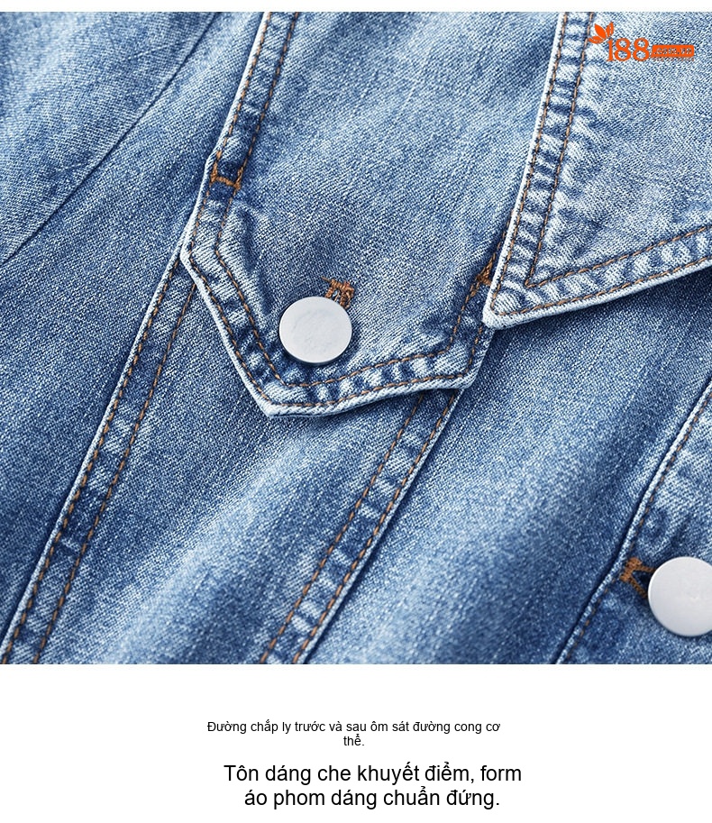Váy Đầm Jean Nữ dáng chữ A Cổ Bẻ Tay Ngắn Phong Cách Thời Trang Trẻ Trung Màu Xanh Denim chi tiết 8