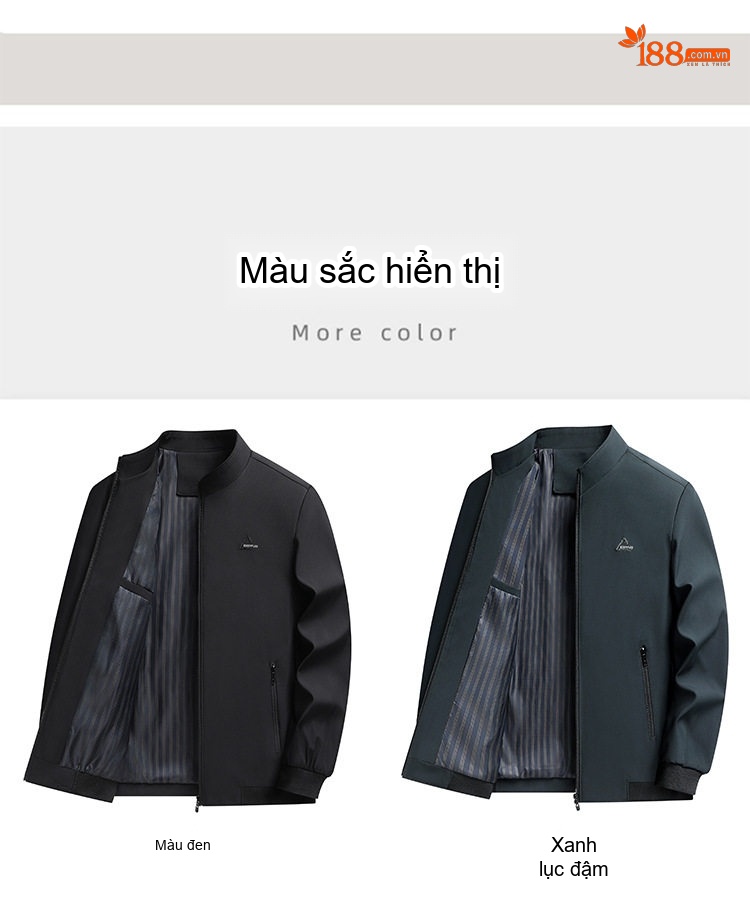 Áo Khoác Bomber Nam Cổ Trụ Thêu Họa Tiết Mỏng Nhẹ Màu Đen, Xanh Navy chi tiết 11