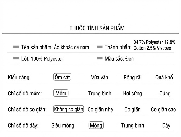 Áo Khoác Da PU Nam Dáng Ôm Phong Cách Hàn Quốc Màu Đen chi tiết 2