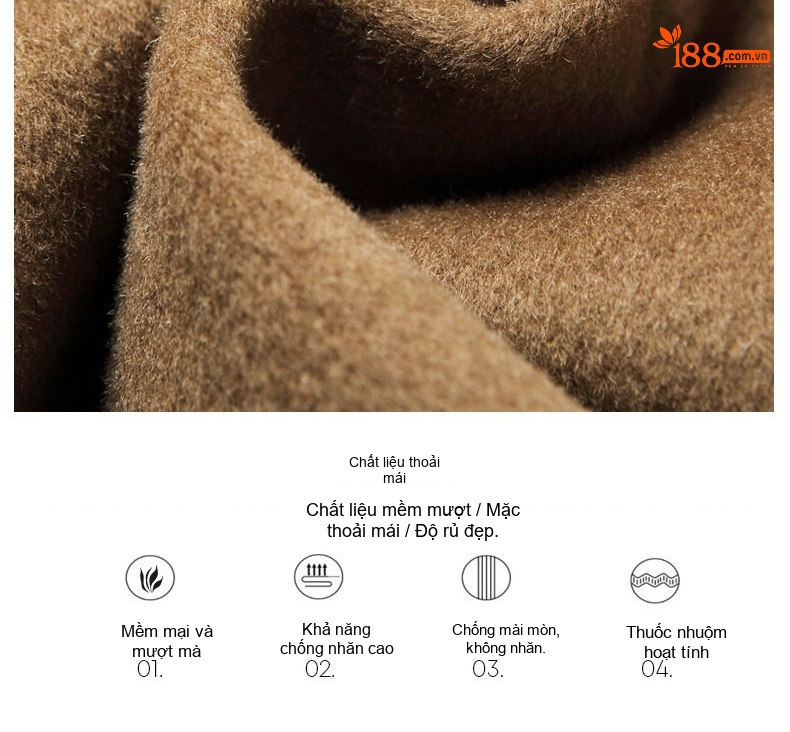 Áo Khoác Dạ Nam Dáng Dài Quá Gối Hai Mặt Cotton Màu Nâu, Xanh Navy, Đen chi tiết 3