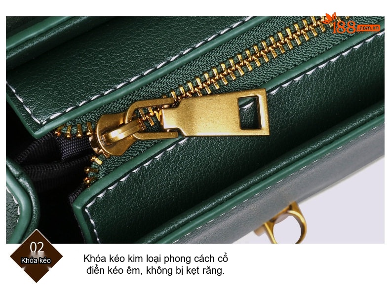 Túi Đeo Vai Nữ Da Thật Thiết Kế Mini Dáng Hộp Phong Cách Thu Đông Màu Xanh Lá chi tiết 23