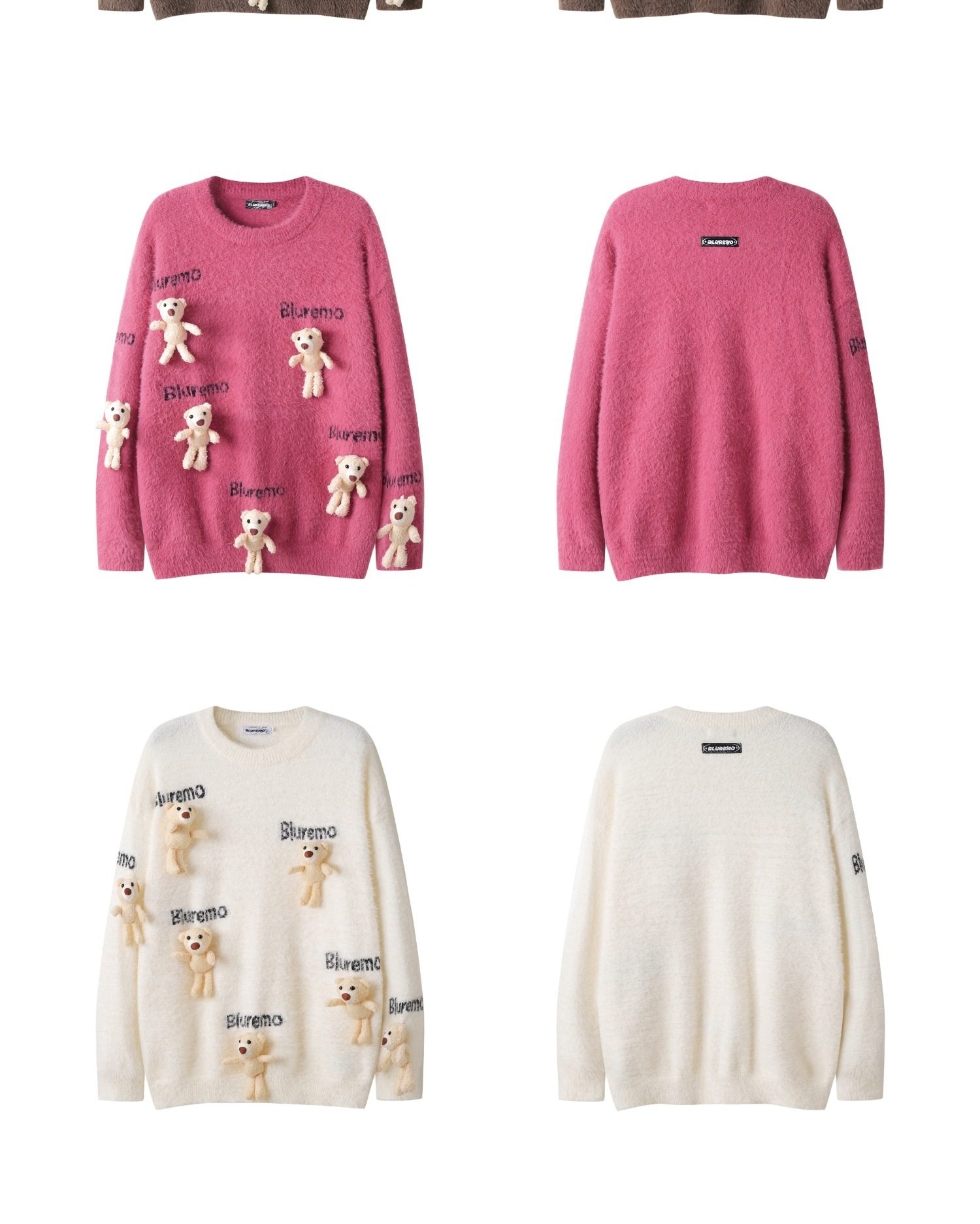 Áo Sweater Nữ Dệt Kim Hình Gấu Hoạt Hình Thêu Chữ Phong Cách Trẻ Trung Màu Đen, Nâu, Hồng, Trắng... chi tiết 29
