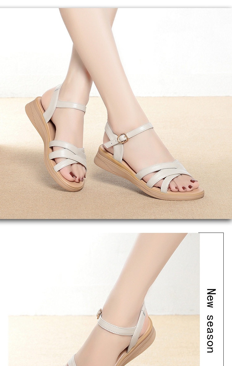Dép Sandal Nữ Quai Chéo Da Bóng Đế Mềm Chống Trượt Đế Cao 3cm - 4cm Màu Bạc, Đen chi tiết 8