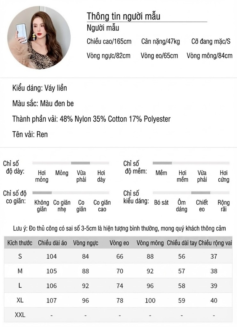 Đầm Ôm Body Tay Dài Cổ chữ Vuông Viền Ren Thiết Kế Pháp Màu Đen, Kem chi tiết 2