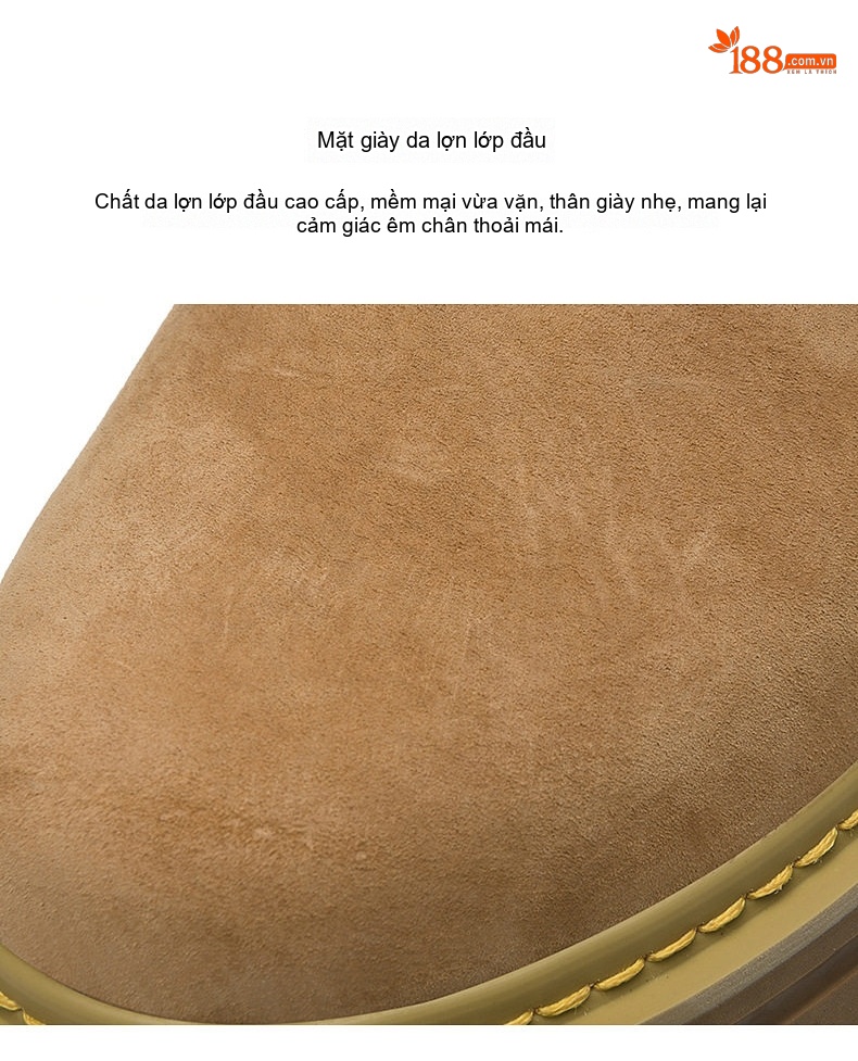 Giày Boot Nam Da Mờ Cổ Cao Có Dây Kiểu Martin Chiều Cao Đế Khoảng 4cm Màu Nâu chi tiết 29
