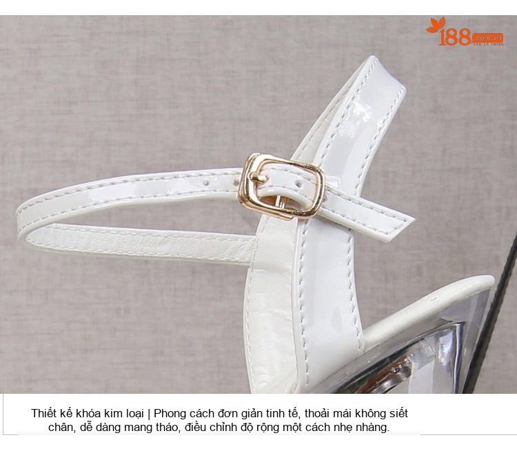 Giày Sandal Cao Gót Nữ Quai Ngang Đính Đá Gót Cao 10cm - 12cm Màu Đen, Đỏ, Hồng, Trắng... chi tiết 8