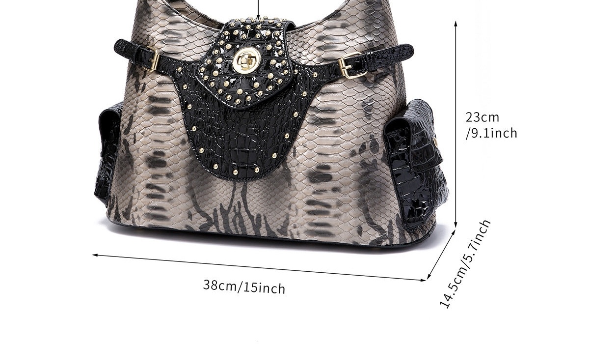 Túi Tote Nữ Da Vân Rắn Retro Đeo Vai Xách Tay Phong Cách Âu Mỹ chi tiết 32