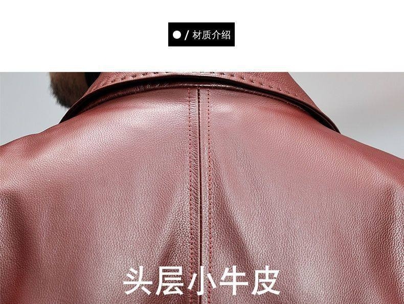 Áo Khoác Blazer Da Bò Nam Dáng Ôm Phong Cách Doanh Nhân Màu Đỏ Rượu Vang, Đen chi tiết 3