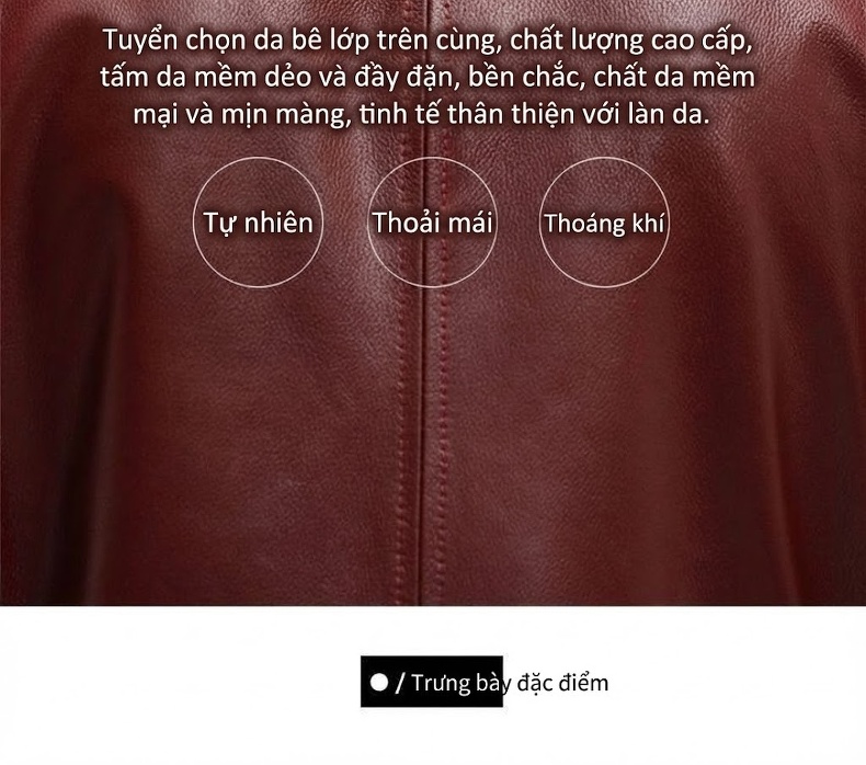 Áo Khoác Blazer Da Bò Nam Dáng Ôm Phong Cách Doanh Nhân Màu Đỏ Rượu Vang, Đen chi tiết 4