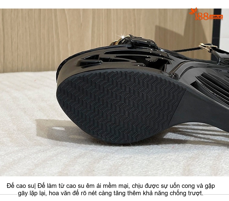 Giày Sandal Cao Gót Nữ Quai Mảnh Đế Xuồng Khóa Kim Loại Gót Cao 10cm - 12cm Màu Đen, Trắng chi tiết 6