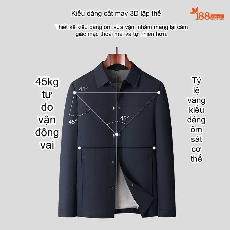 Áo Khoác Jacket Nam Cổ Bẻ Phong Cách Tối Giản Thoáng Khí Màu Xanh Navy