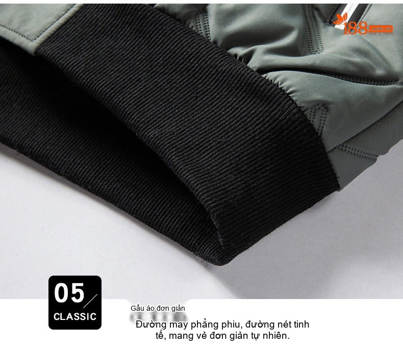 Áo Khoác Bomber Nam Cotton Lót Lông Vũ Giữ Ấm Phong Cách Hàn Quốc Màu Đen, Xám, Xanh Rêu chi tiết 23