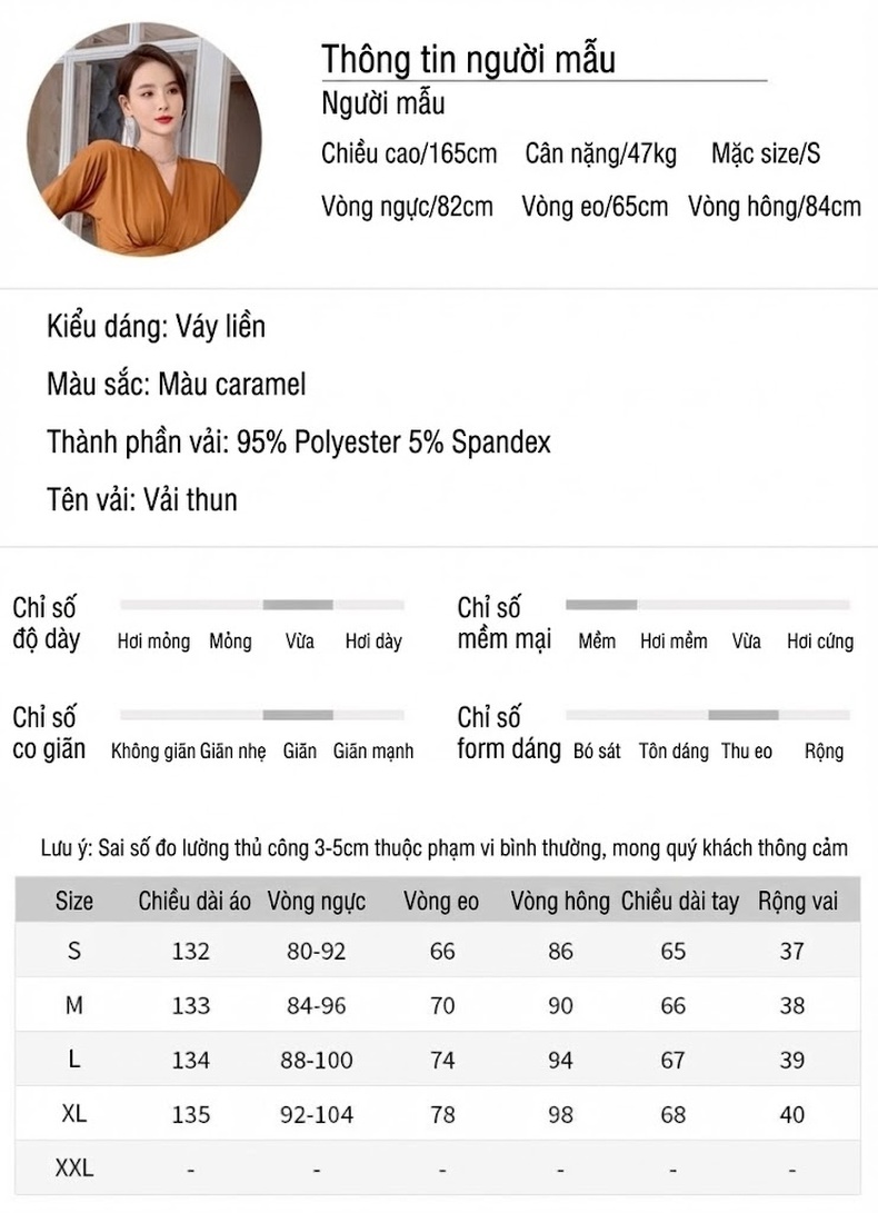 Váy Dài Tay Dài Cổ chữ V Chữ A Xẻ Tà Cao Eo Phong Cách Retro Quyến Rũ Màu Đỏ, Nâu, Xanh Lá chi tiết 3