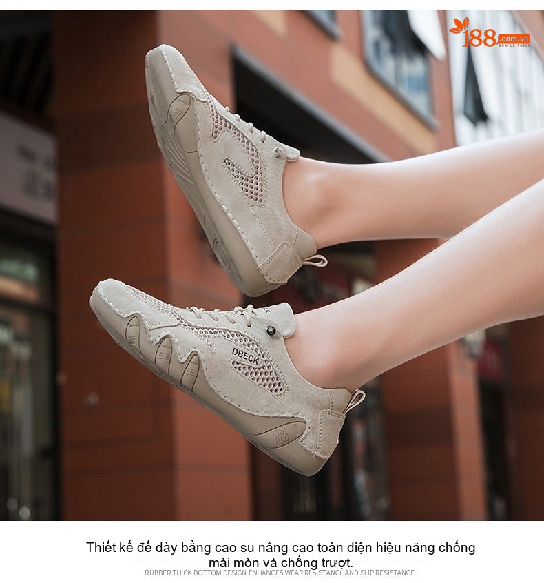 Giày Thể Thao Lưới Thoáng Khí Nam Nữ Da Mờ Outdoor Chiều Cao Đế Khoảng 3cm Màu Kem, Hồng chi tiết 26