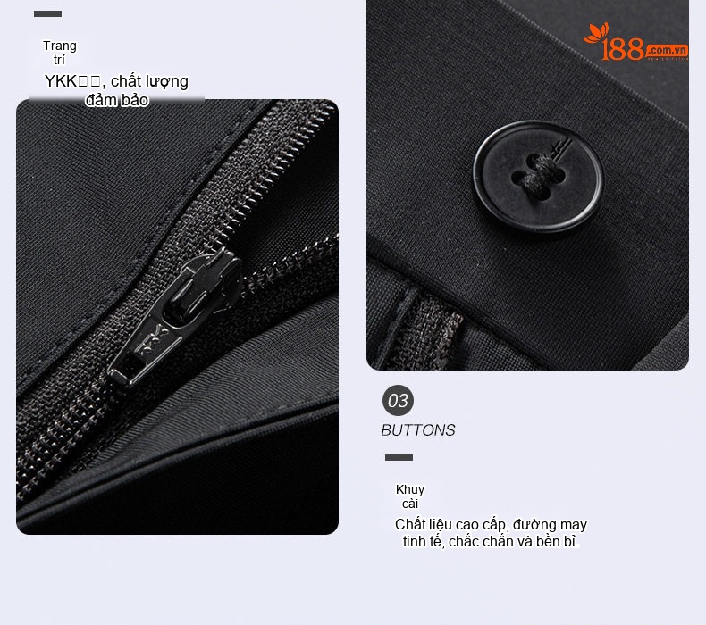 Quần Âu Nam Dáng Ôm Vải Lụa Băng Chống Nhăn Dễ Ủi Màu Đen, Xám, Kem chi tiết 13