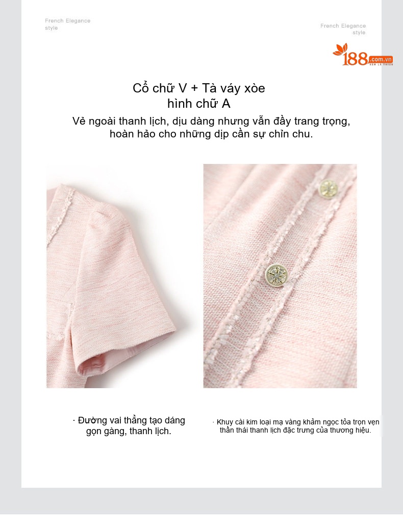 Váy Suông Nữ Tiểu Thư Phong Cách Tiểu Thư Thanh Lịch Thu Đông Màu Hồng chi tiết 6