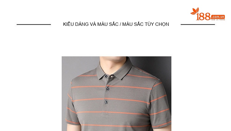 Áo Thun Polo Nam Cotton Kẻ Sọc Cổ Bẻ Chống Nhăn Màu Xám, Xanh, Navy chi tiết 5