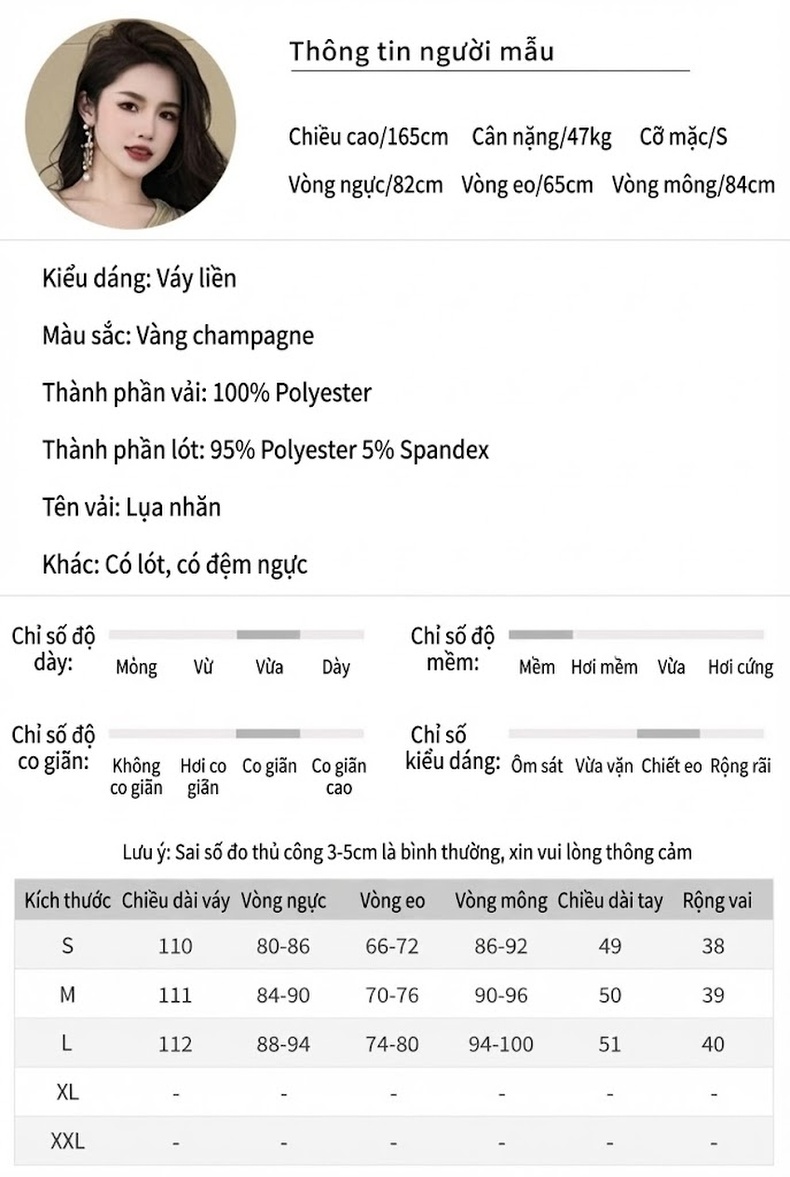 Váy Đầm Dự Tiệc Cổ chữ V Pháp Hoa Nổi Thiết Kế Ôm Dáng Thu Đông Màu Vàng chi tiết 2