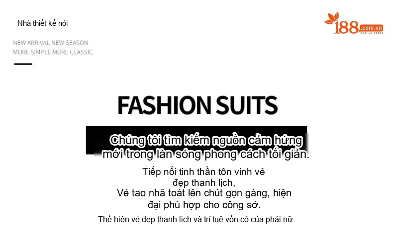 Set Bộ Vest Công Sở Nữ Tay Dài Cổ chữ V Màu Xanh Navy Phối Đỏ chi tiết 5