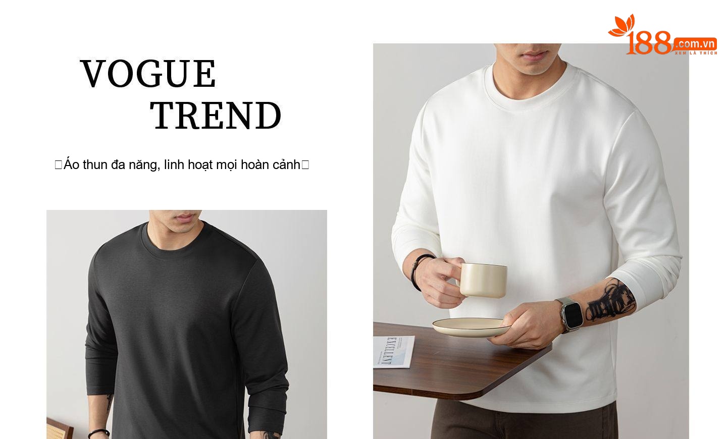 Áo Thun Dài Tay Nam Cotton Modal Mềm Mại Kháng Khuẩn Màu Trắng, Đen, Xám, Xanh...
