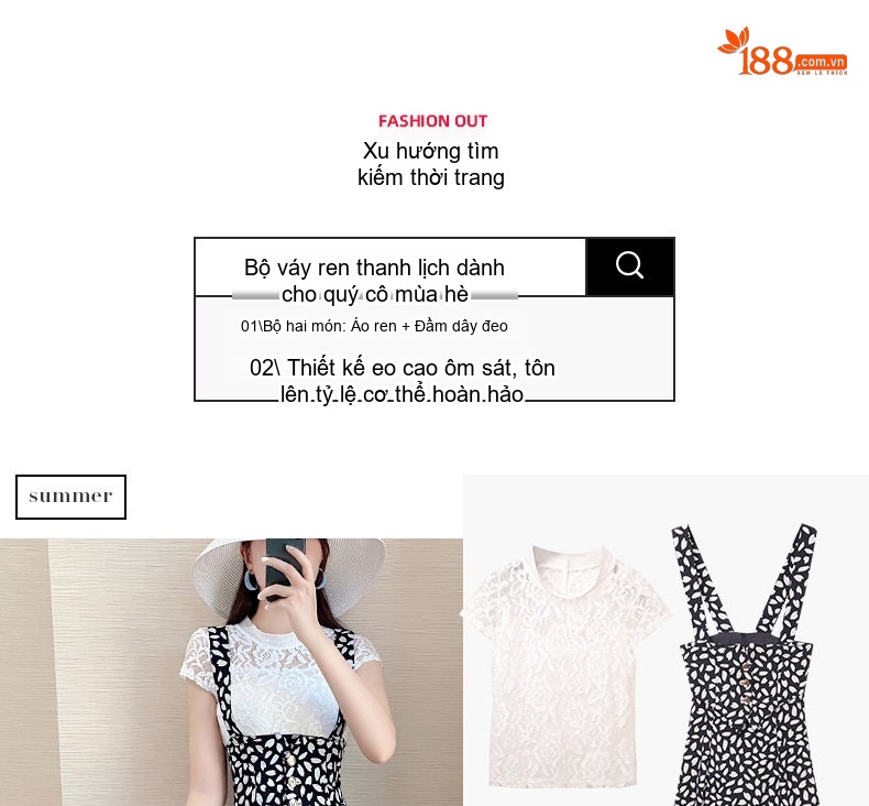 Set Áo Ren Tay Ngắn và Váy Yếm Dài Họa Tiết chi tiết 3