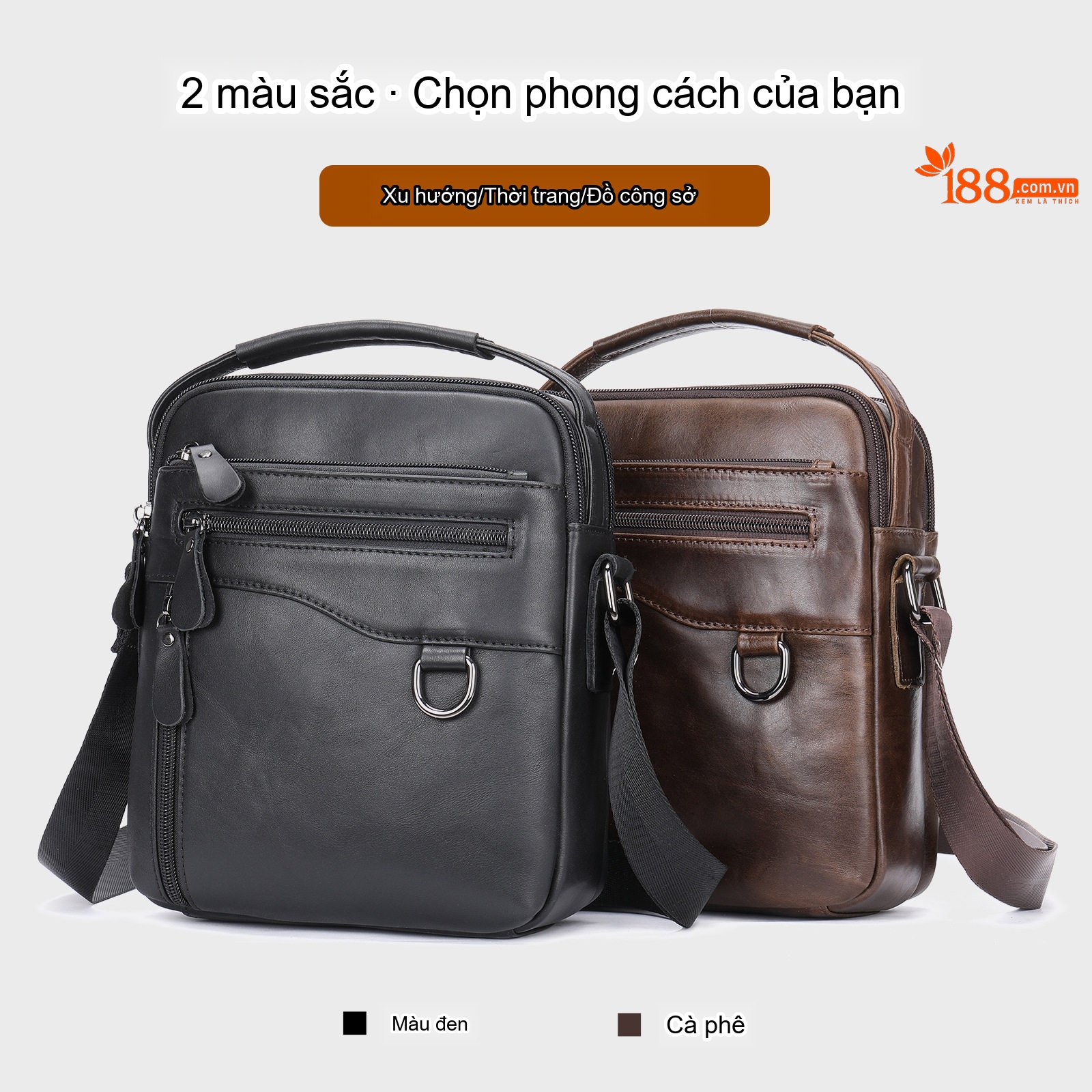 Túi Đeo Chéo Nam Da Thật Công Sở Đựng Tài Liệu Màu Đen, Nâu