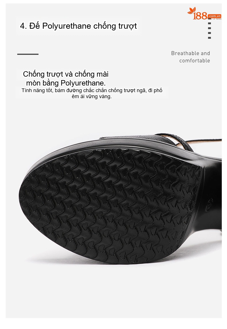Giày Sandal Cao Gót Nữ Quai Ngang Đế Xuồng Da Bóng Gót Cao 8cm Màu Đen, Đỏ, Bạc chi tiết 10