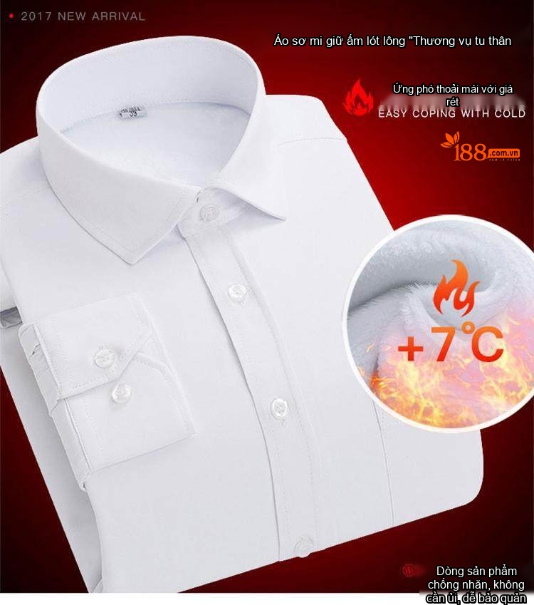 Áo Sơ Mi Nam Dài Tay Lót Lông Dày Dặn Màu Đen, Xanh, Trắng, Xám chi tiết 1