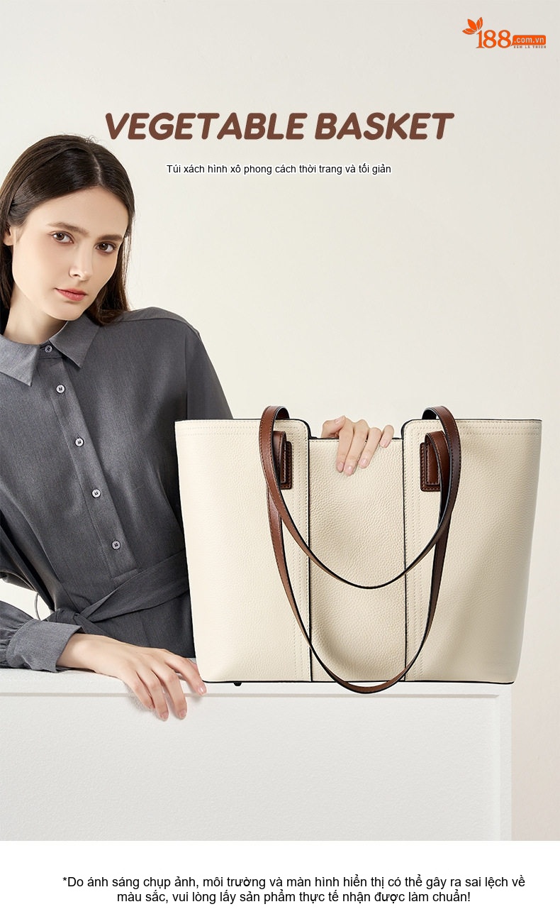 Túi Tote Nữ Da Mờ Sức Chứa Lớn Đựng Đồ Đi Làm, Đi Chơi Màu Trắng Kem, Đen chi tiết 1