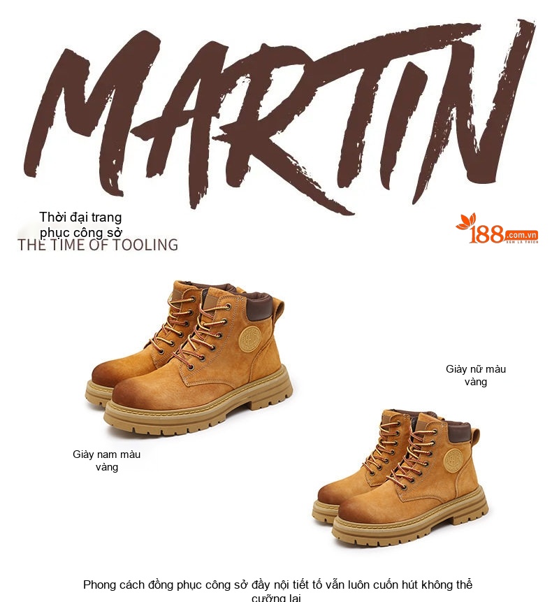 Giày Boot Cổ Cao Da Mờ Đế Dày Màu Vàng Bò Gót 5 cm chi tiết 3