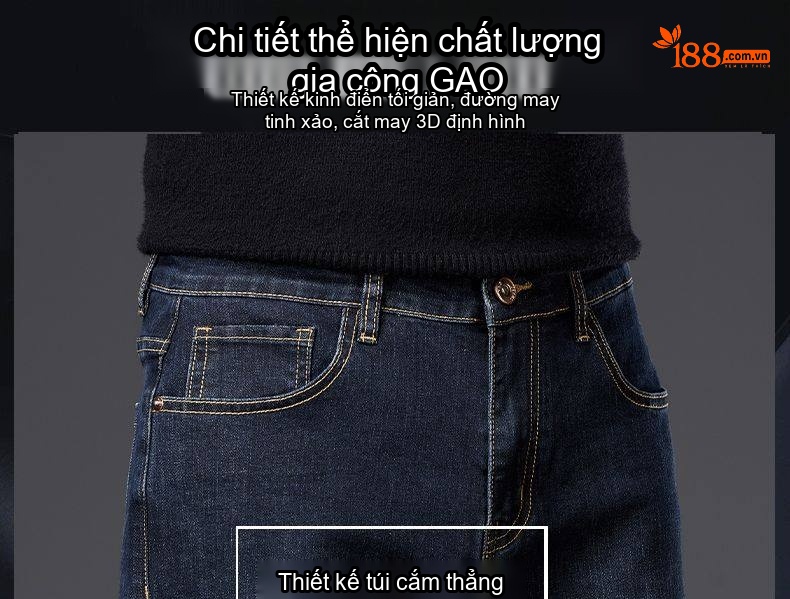 Quần Jeans Nam Ống Đứng Rộng Co Giãn Thoải Mái Màu Xám Xanh Đậm chi tiết 6