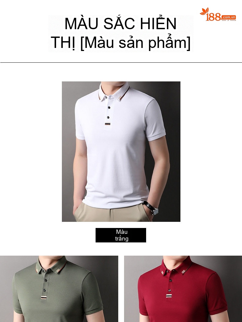 Áo Polo Nam Tay Ngắn Cổ Bẻ Phong Cách Thanh Lịch Màu Đỏ, Trắng, Đen, Xanh... chi tiết 3