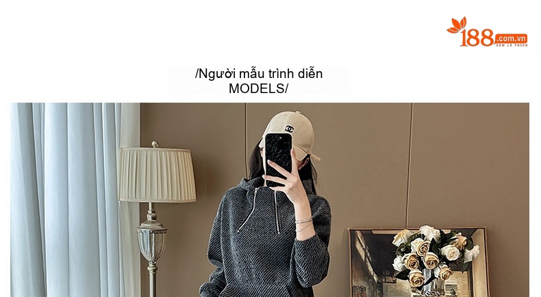 Bộ Đồ Nữ Áo Hoodie và Quần Dài Thể Thao Nỉ Lót Lông Phong Cách Hàn Quốc Màu Xám chi tiết 4