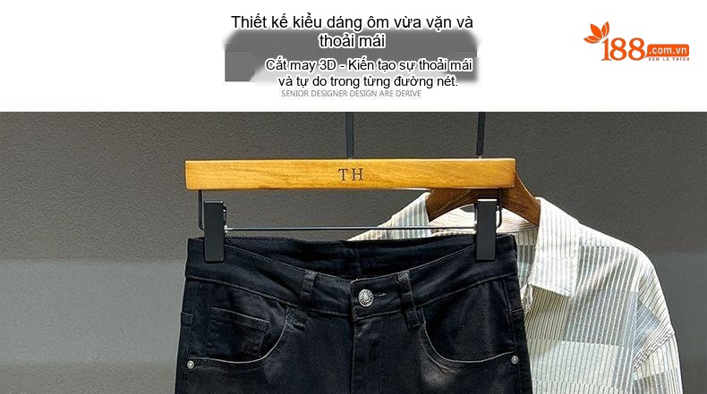 Quần Jean Dáng Suông Nam Cotton Màu Xanh Nhạt, Xám, Đen chi tiết 33