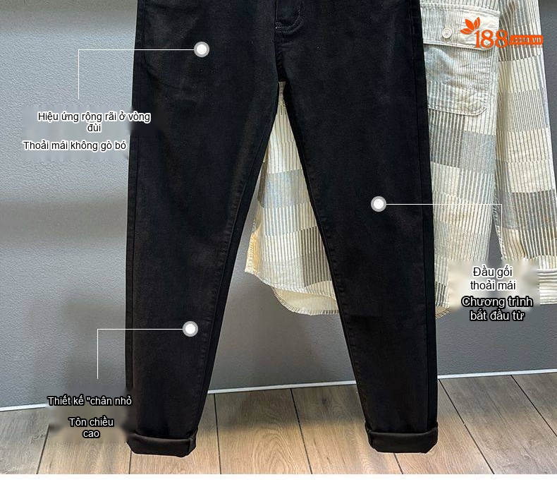 Quần Jean Dáng Suông Nam Cotton Màu Xanh Nhạt, Xám, Đen chi tiết 34