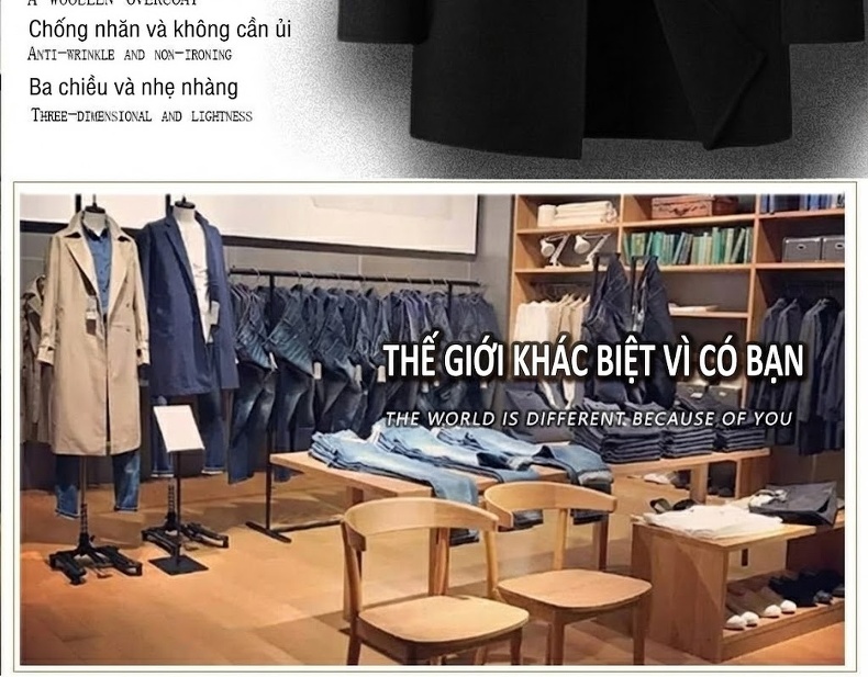 Áo Khoác Dạ Nam Trung Dài Tay Dáng Suông Một Hàng Cúc Màu Đen, Nâu chi tiết 1