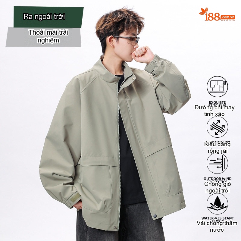 Áo khoác gió công sở kiểu Nhật form rộng chống thấm nước