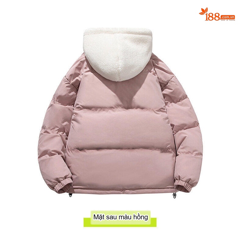 Áo Khoác Phao Nam Lông Cừu Non Dày Dặn Có Mũ Trùm Đầu Phong Cách Hàn Quốc Màu Xanh, Hồng, Trắng, Xanh Lá... chi tiết 12