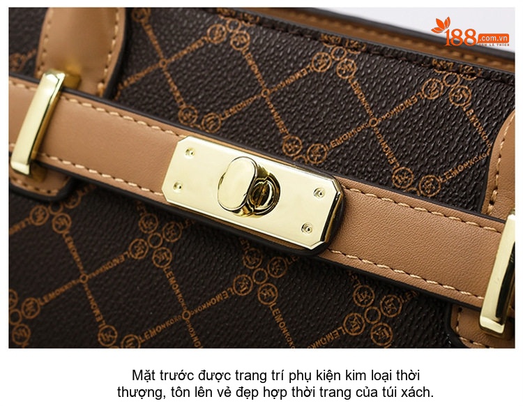 Túi Xách Tay Nữ Da In Họa Tiết Công Sở, Túi Tote Đựng Vừa A4, Túi Đeo Vai, Đeo Chéo Màu Nâu chi tiết 21