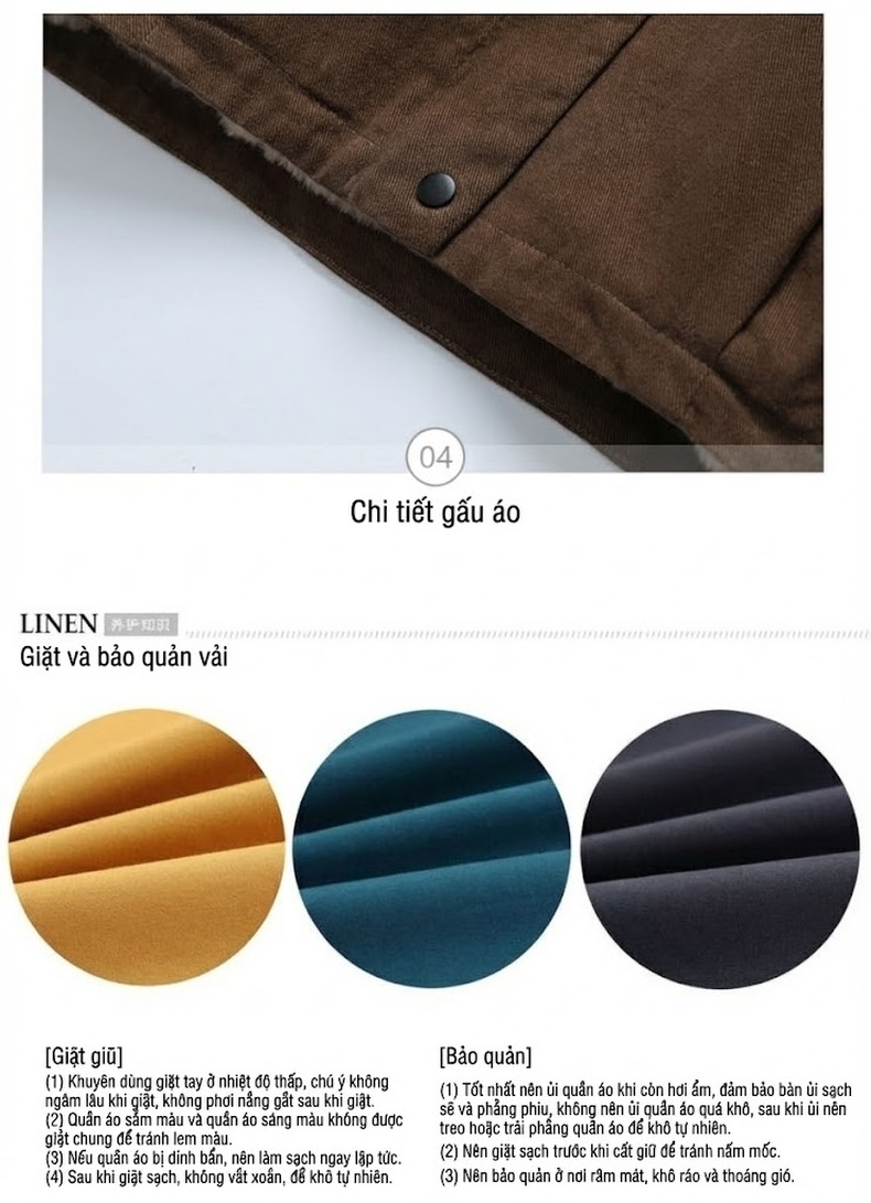 Áo Khoác Nữ Cotton Lót Lông Cừu Non Dày Dặn Có Mũ Trùm Đầu Màu Đỏ, Nâu, Đen chi tiết 20