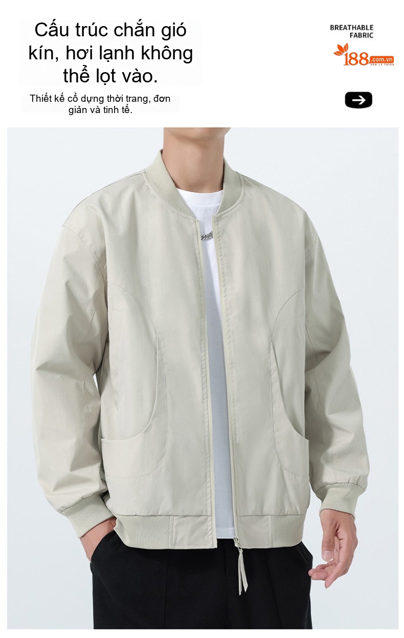 Áo Khoác Bomber Nam Phong Cách Mỹ Form Rộng Chống Gió chi tiết 7